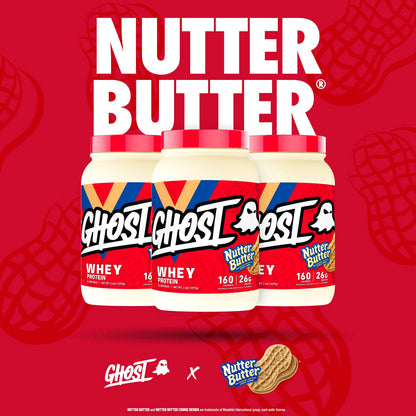 GHOST Whey Protein Powder, Nutter Butter - 2LB Tub, 26G of Protein - Peanut Butter GHOSTUS supplements
