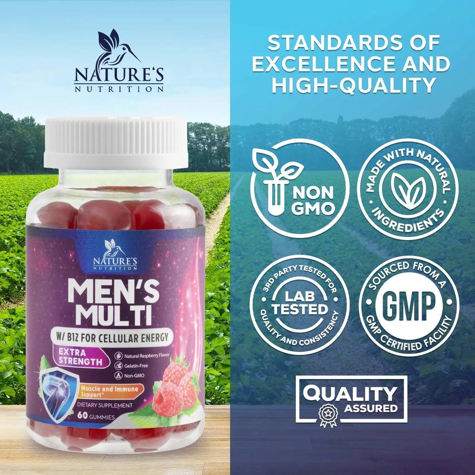 Multivitamin for Men - Complete Daily Mens Multivitamin Gummies with Vitamin D, B Vitamins, Zinc & More - Energy, Memory, Focus & Immune Health Support Nature's NutritionAu supplements