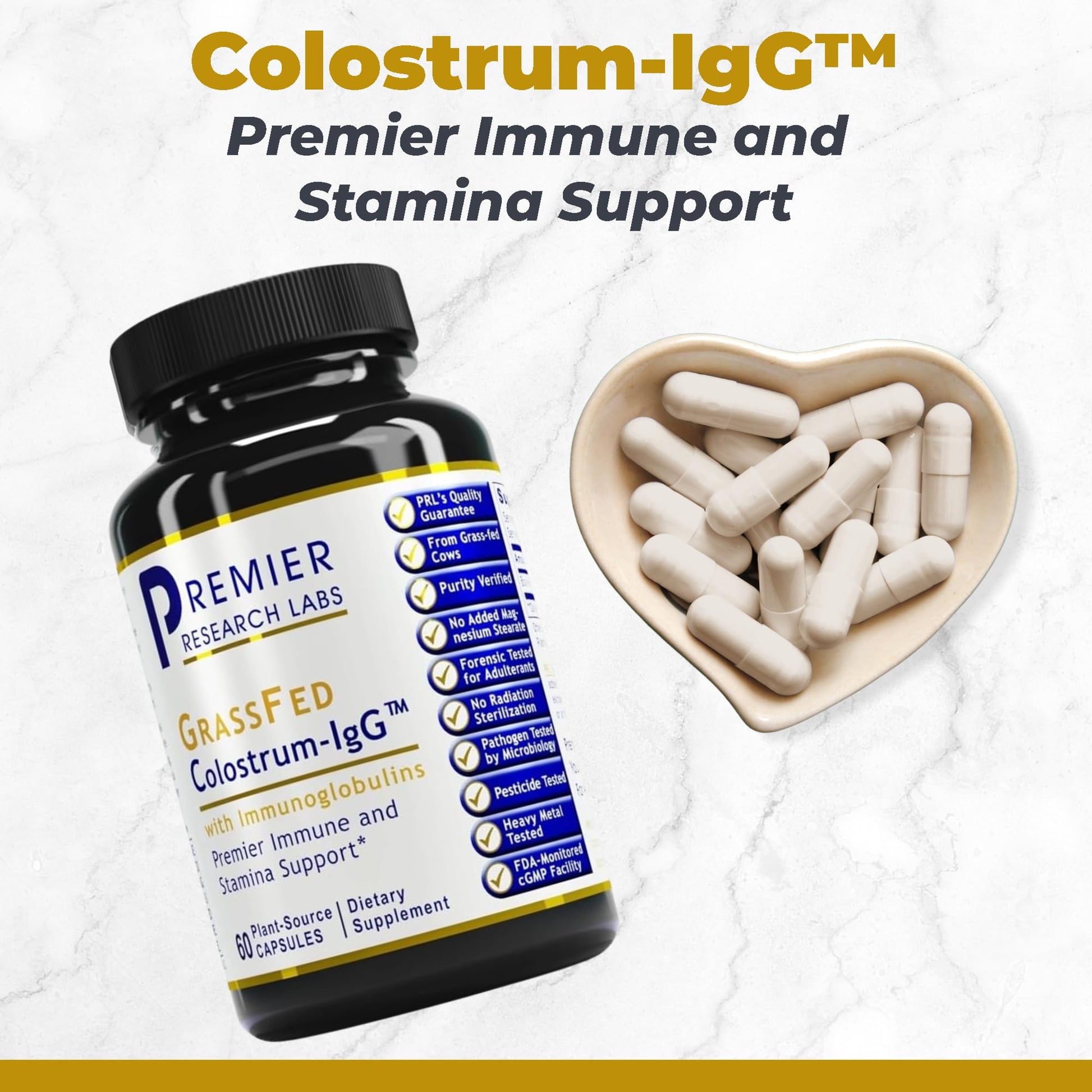 Premier Research Labs Colostrum-IgG - Colostrum Supplement, Bovine Colostrum for Humans, Cow Colostrum for Immune Health, Superfood with Lactoferrin, Amino Acids, Nucleotides - 60 Capsules Premier Research LabsAu supplements