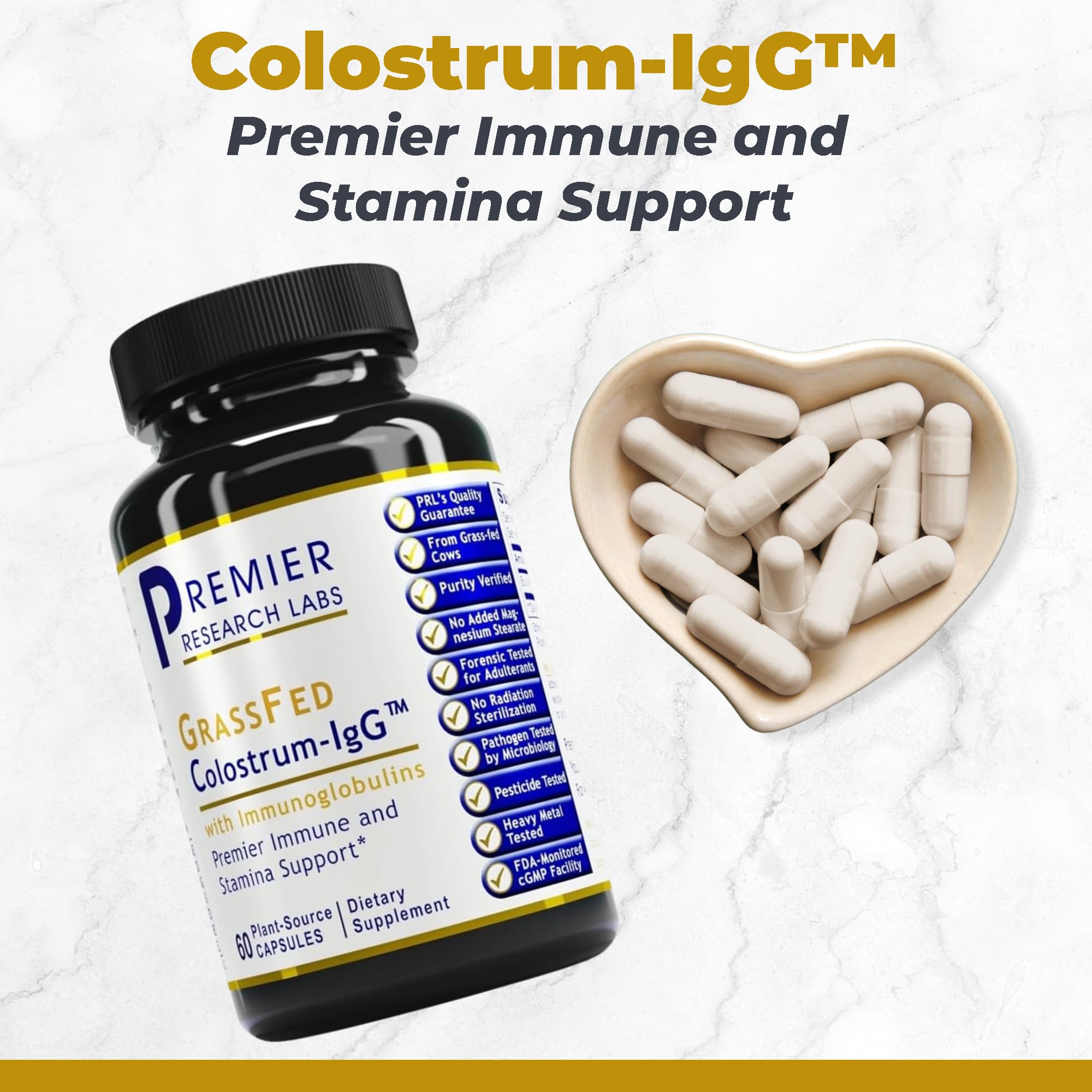 Premier Research Labs Colostrum-IgG - Colostrum Supplement, Bovine Colostrum for Humans, Cow Colostrum for Immune Health, Superfood with Lactoferrin, Amino Acids, Nucleotides - 60 Capsules Premier Research LabsAu supplements