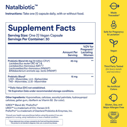 Ritual Natalbiotic™ Microbiome Support†* Biotics for Mom & Baby. Formulated to Support Digestive Health, Vaginal Health, and Baby’s Immune Health.* Designed with OB/GYNs‡. Non-GMO, Vegan, 30 Days RitualUS supplements