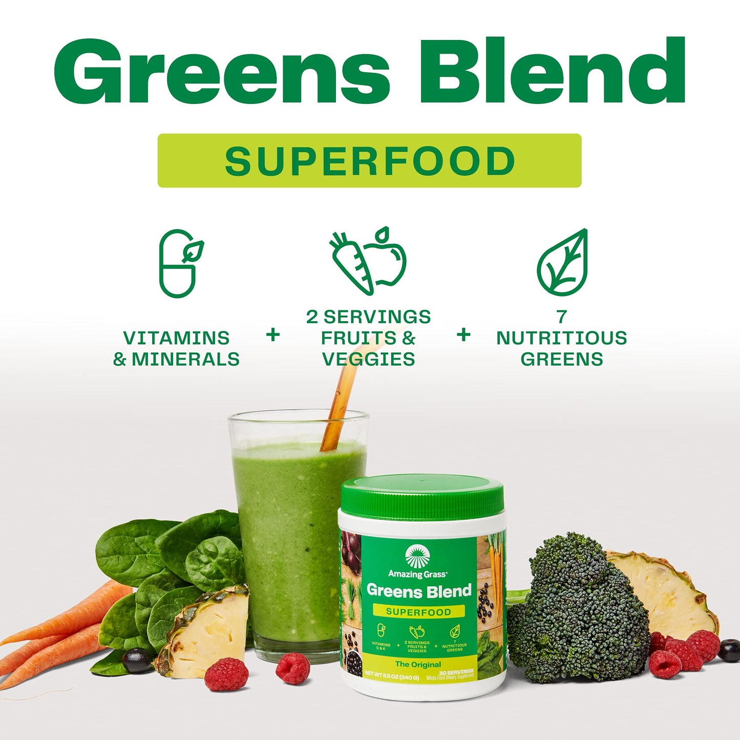 Amazing Grass Greens Blend Superfood: Super Greens Powder Smoothie Amazing GrassUS supplements