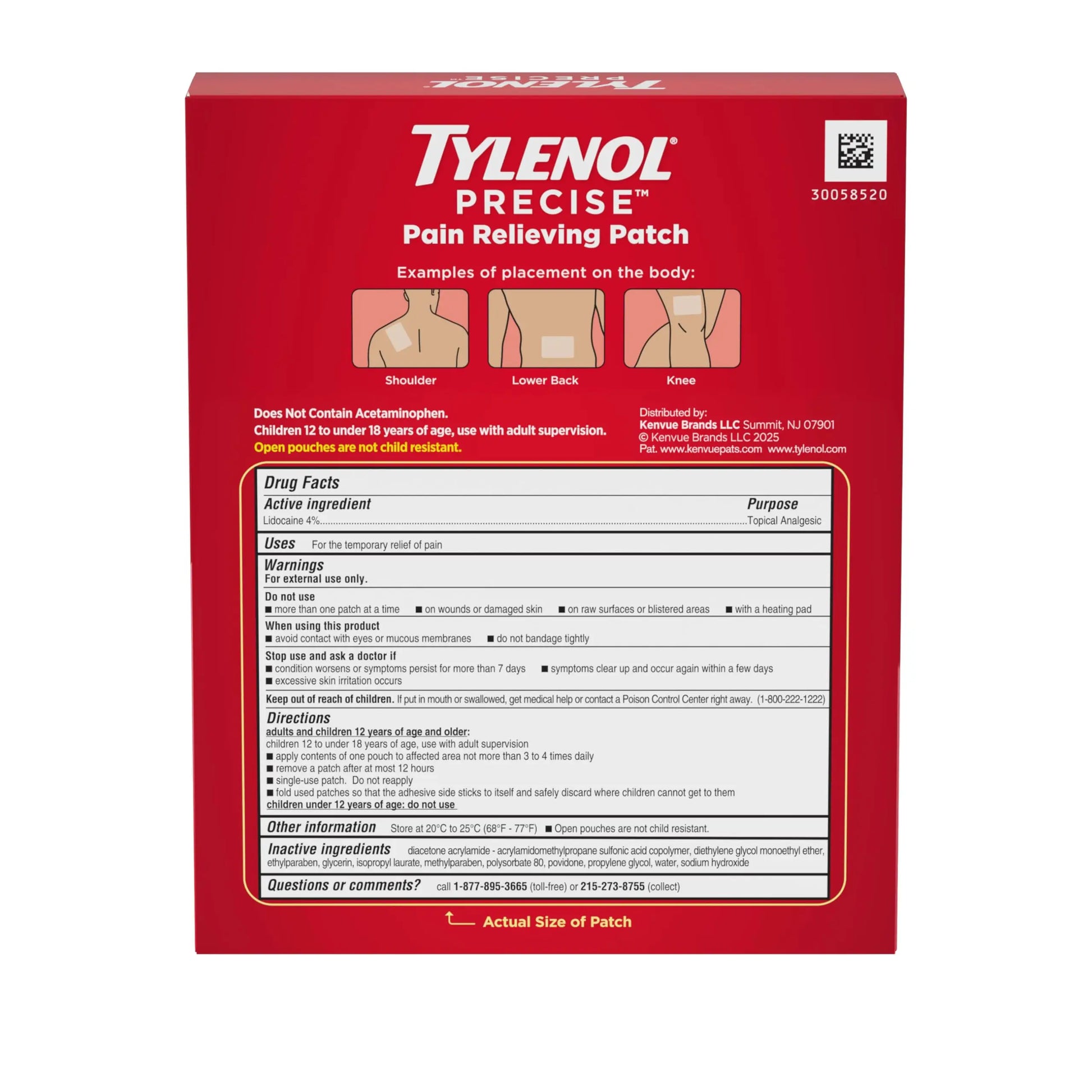 Tylenol Precise Pain Relieving Patches, Large Topical Analgesic Patches + Maximum OTC Strength Lidocaine Penetrates, Targeted Relief Ideal for Shoulder, Back & Knee Pain, Unscented, 4 ct TylenolAu supplements