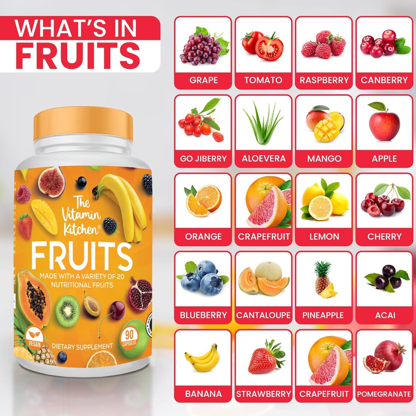 The Vitamin Kitchen Fruit and Veggie Supplements-90 Fruits, 90 Veggies Capsules The Vitamin KitchenUS supplements