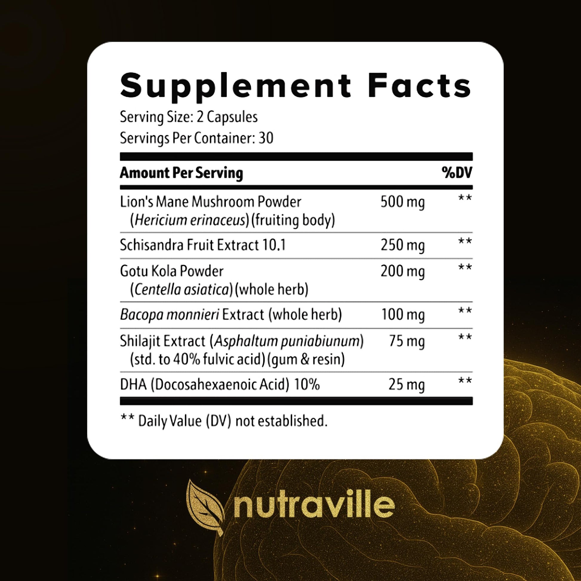 Nutraville CogniSurge Nootropics Brain Support Supplement for Memory and Focus - Nature-Powered Lion's Mane Supplement Capsules with Shilajit - No Caffeine or Stimulants - 30 Servings NutravilleAu supplements
