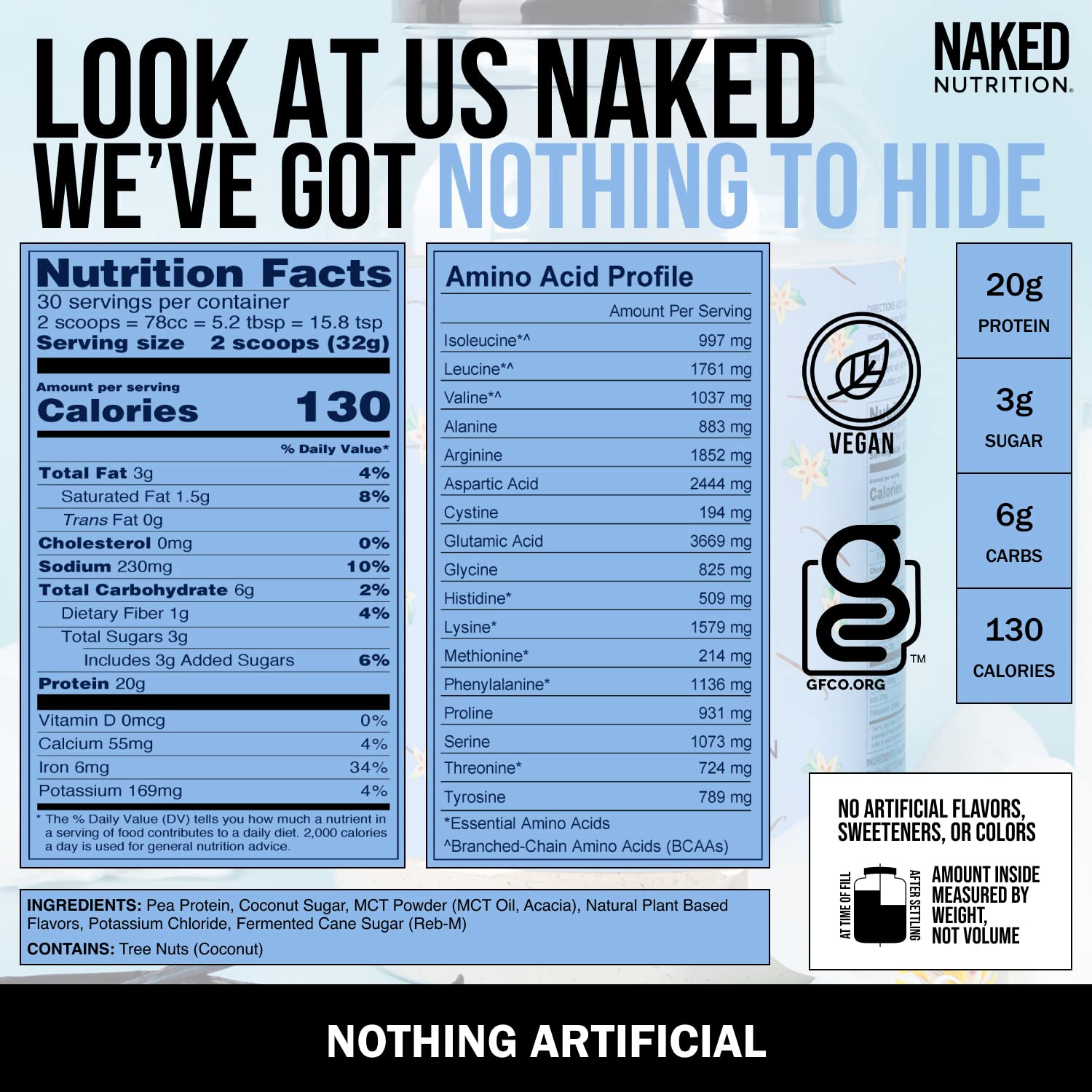 NAKED nutrition Naked Shake - Vanilla Protein Powder - Plant Based Protein Shake NAKEDUS supplements