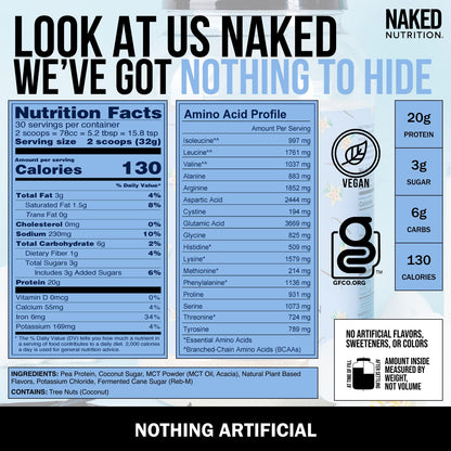 NAKED nutrition Naked Shake - Vanilla Protein Powder - Plant Based Protein Shake NAKEDUS supplements