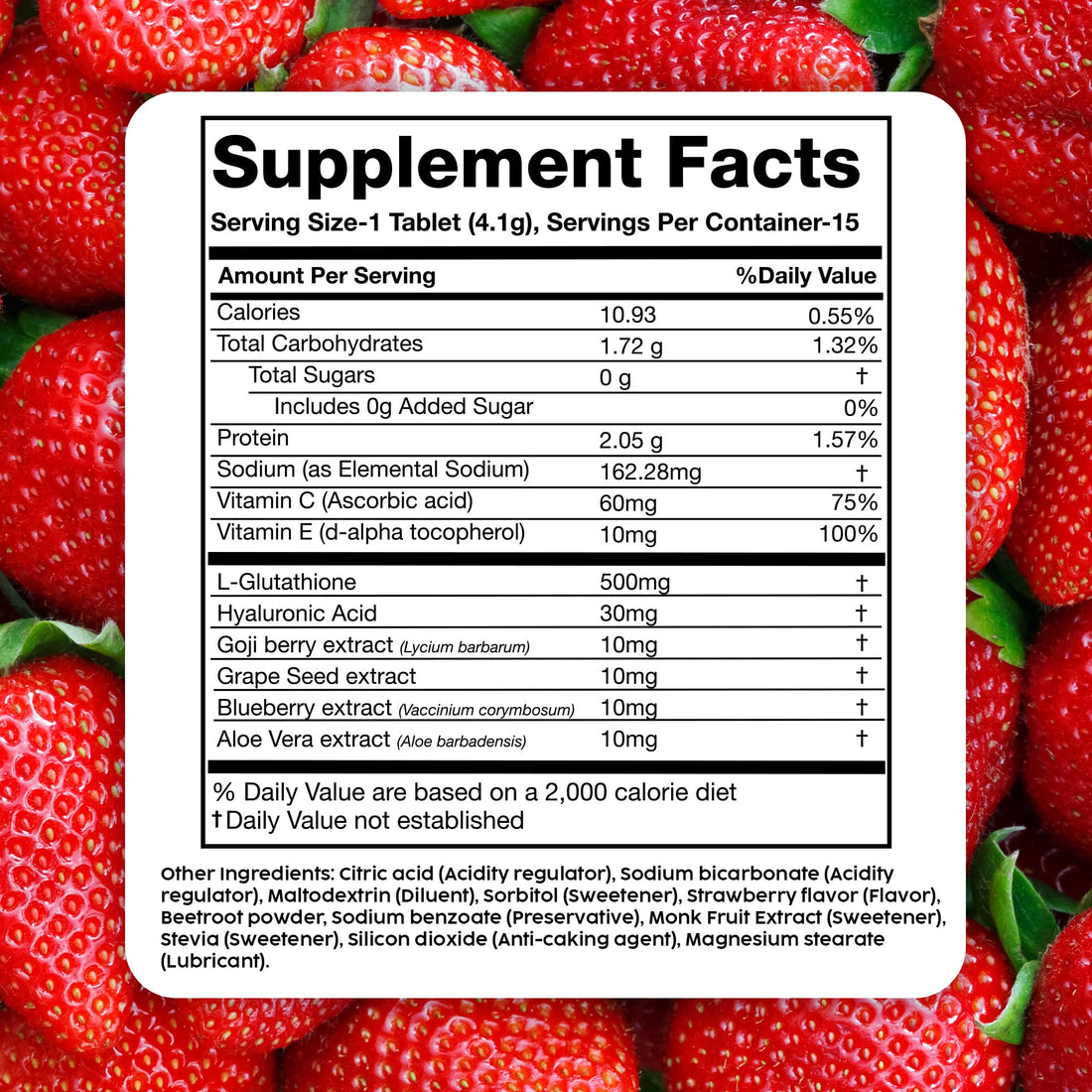 PLIX Glowy Skin 500mg Glutathione Supplement with Hyaluronic Acid, Vitamin C, E & Berries | 30 Effervescent Tablets, Strawberry Flavor PLIX - THE PLANT FIXAu supplements