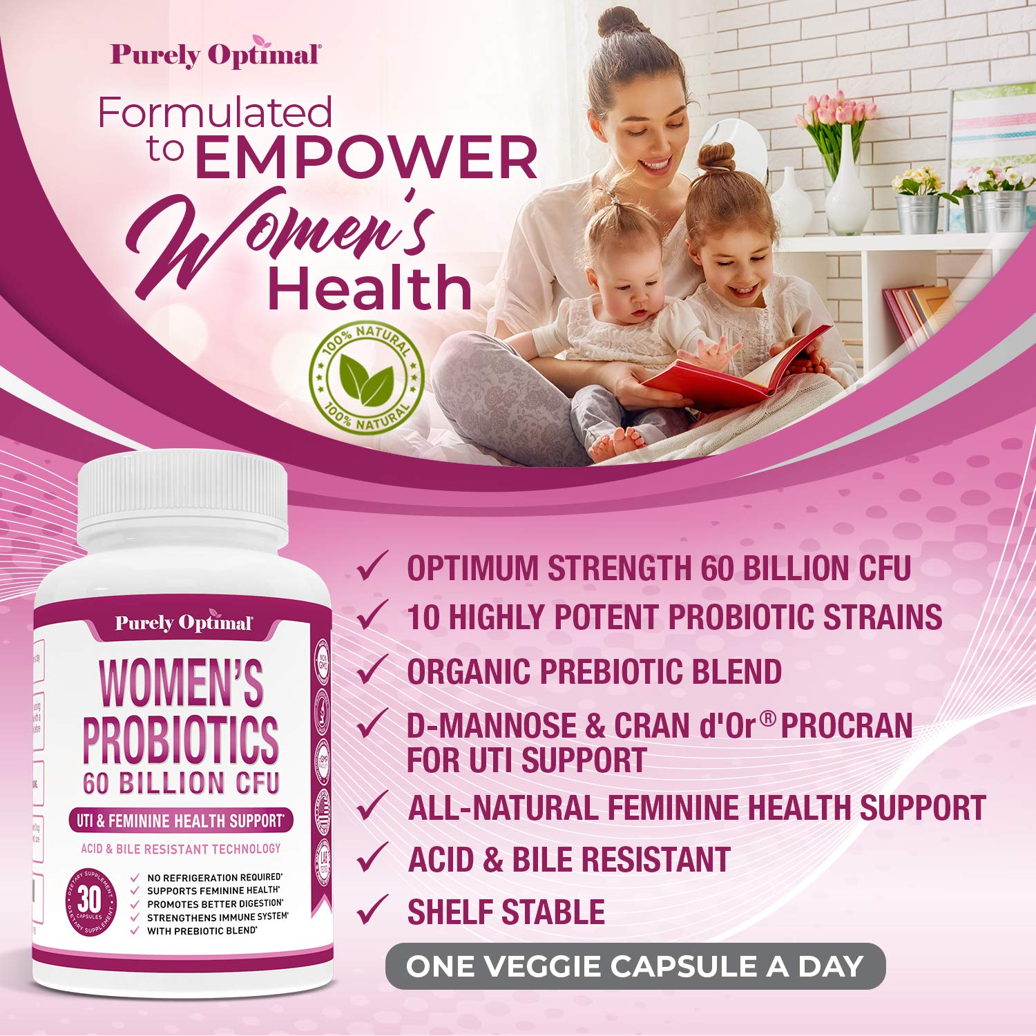 Premium Probiotics for Women - 60 Billion CFU, Dr. Formulated Prebiotics & Probiotics Purely OptimalUS supplements