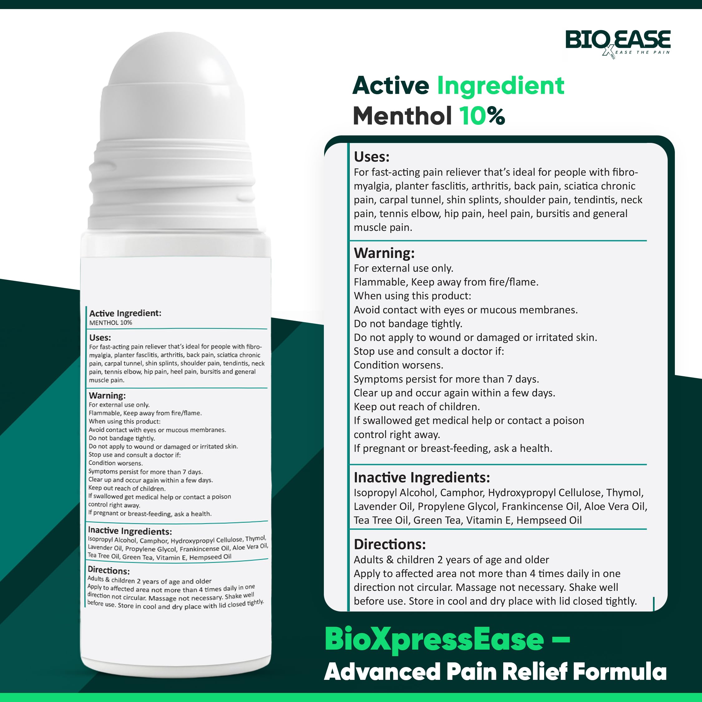 BioXPressEase Fast-Acting Hemp Pain Relief Roll On - Highly Effective, Cool & Topical Pain Relief Extra Strength for Muscle, Joint, & Back – Easy Roll On Maximum Strength - Made in USA BIOXPRESSEASEAu supplements