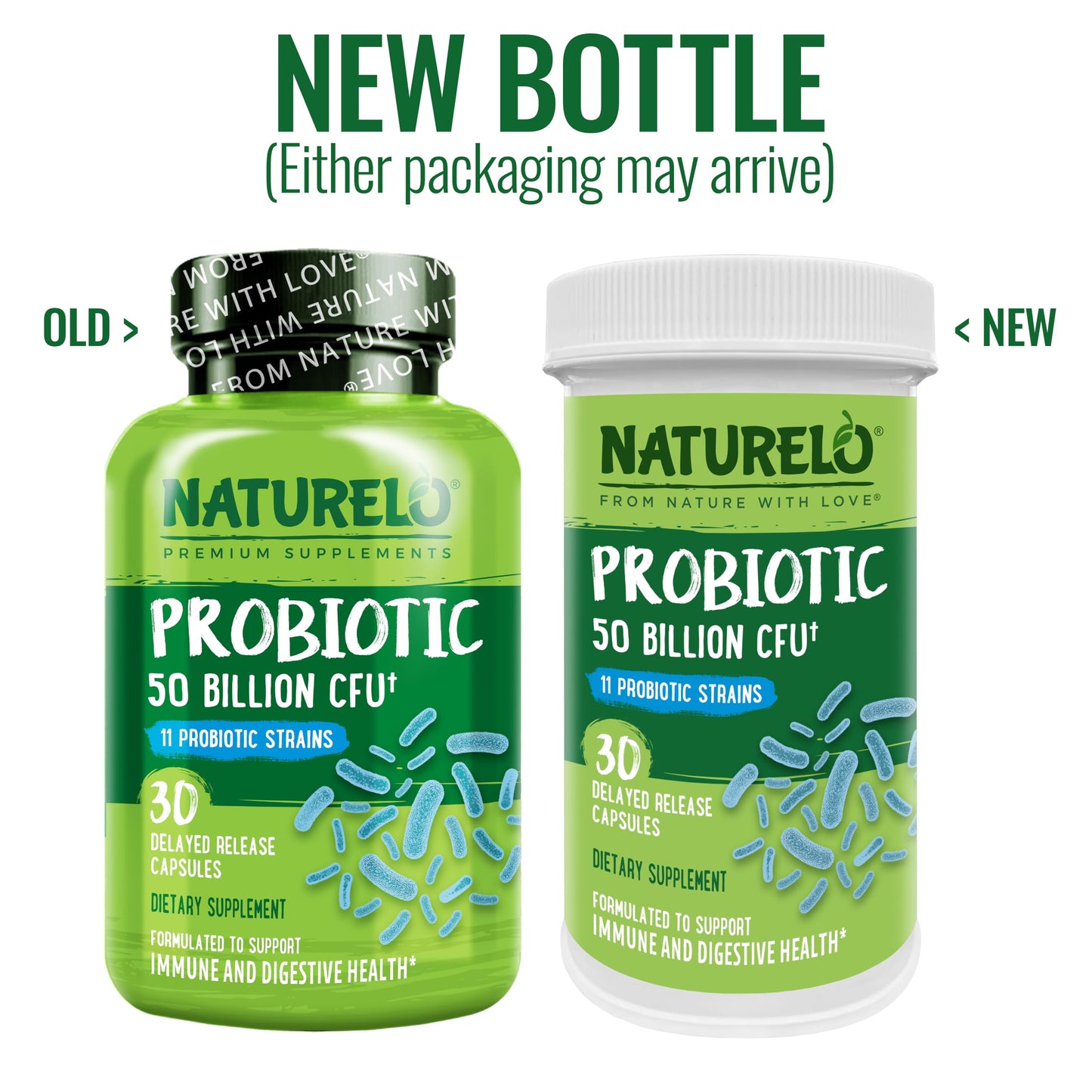 NATURELO Probiotic Supplement - 50 Billion CFU - 11 Strains - One Daily - Helps Support NATURELOUS supplements