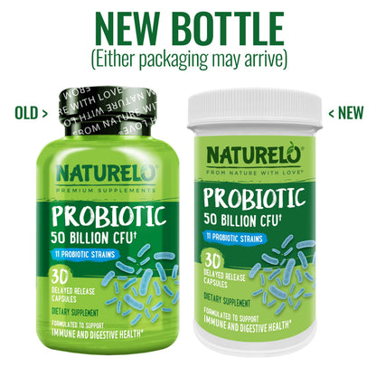 NATURELO Probiotic Supplement - 50 Billion CFU - 11 Strains - One Daily - Helps Support NATURELOUS supplements