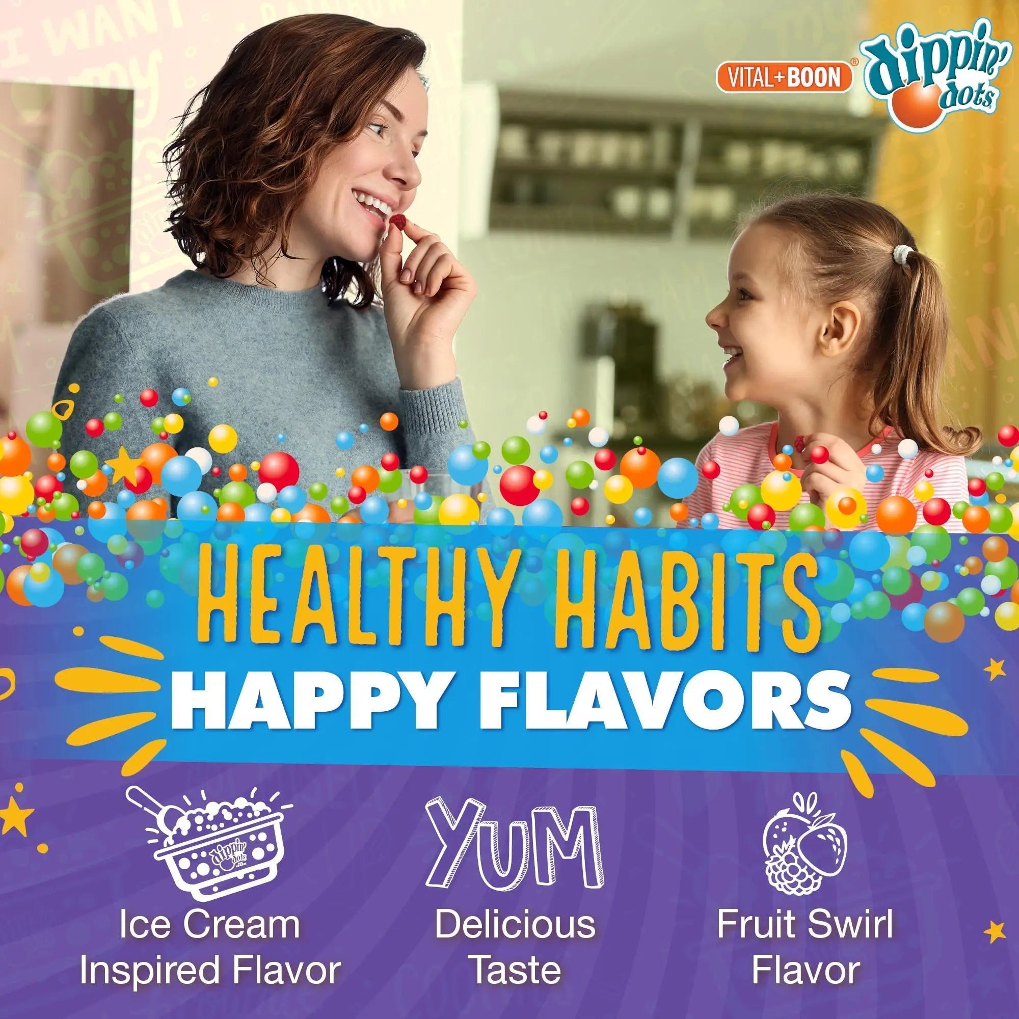 Vital+Boon Dippin' Dots - Multivitamin Gummies for Adults - Gummy Vitamins with Vitamin A, B6, C, D3, E & Folic Acid - Vegetarian Vital+BoonAu supplements