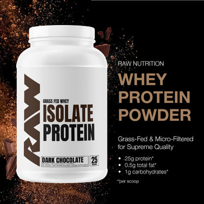 RAW Whey Isolate Protein Powder, Dark Chocolate - 100% Grass-Fed Sports Nutrition RAWUS supplements