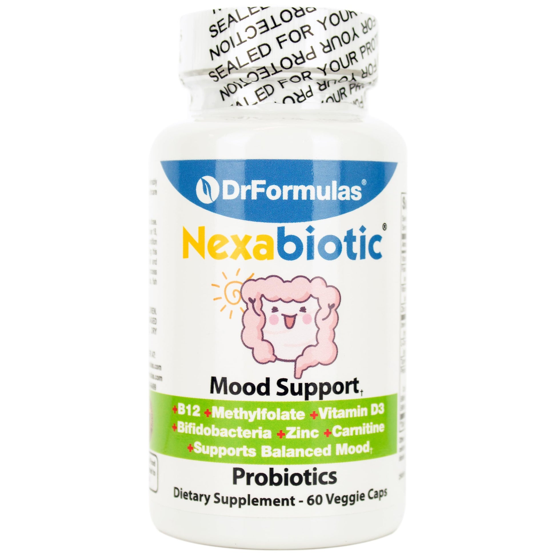 DrFormulas Mood Boost Probiotics for Stress and Calm, Methylfolate for Kids, Women, Men | Nexabiotic Supplement with Bifidobacterium and B-12, 60 Count DrFormulasAu supplements