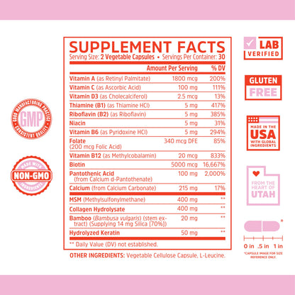 Zhou Hairfluence, Hair Growth Supplement with Biotin 5000mcg, Collagen, Keratin, Zhou NutritionUS supplements