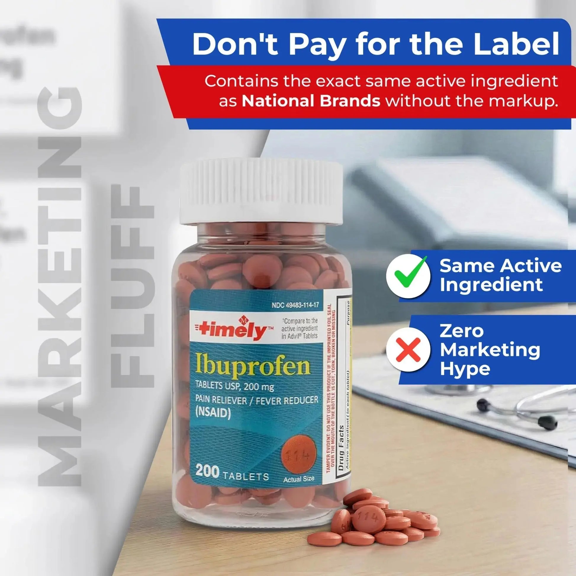 TIME-Cap Labs 200 Tablets Ibuprofen 200mg Coated - Pain Reliever & Fever Reducer (NSAID) for Adults, Helps with Headache, Back Pain, Muscle Aches, Toothaches, Menstrual Cramps & Minor Arthritis Pain TIME-CAP LABS, INC.Au supplements