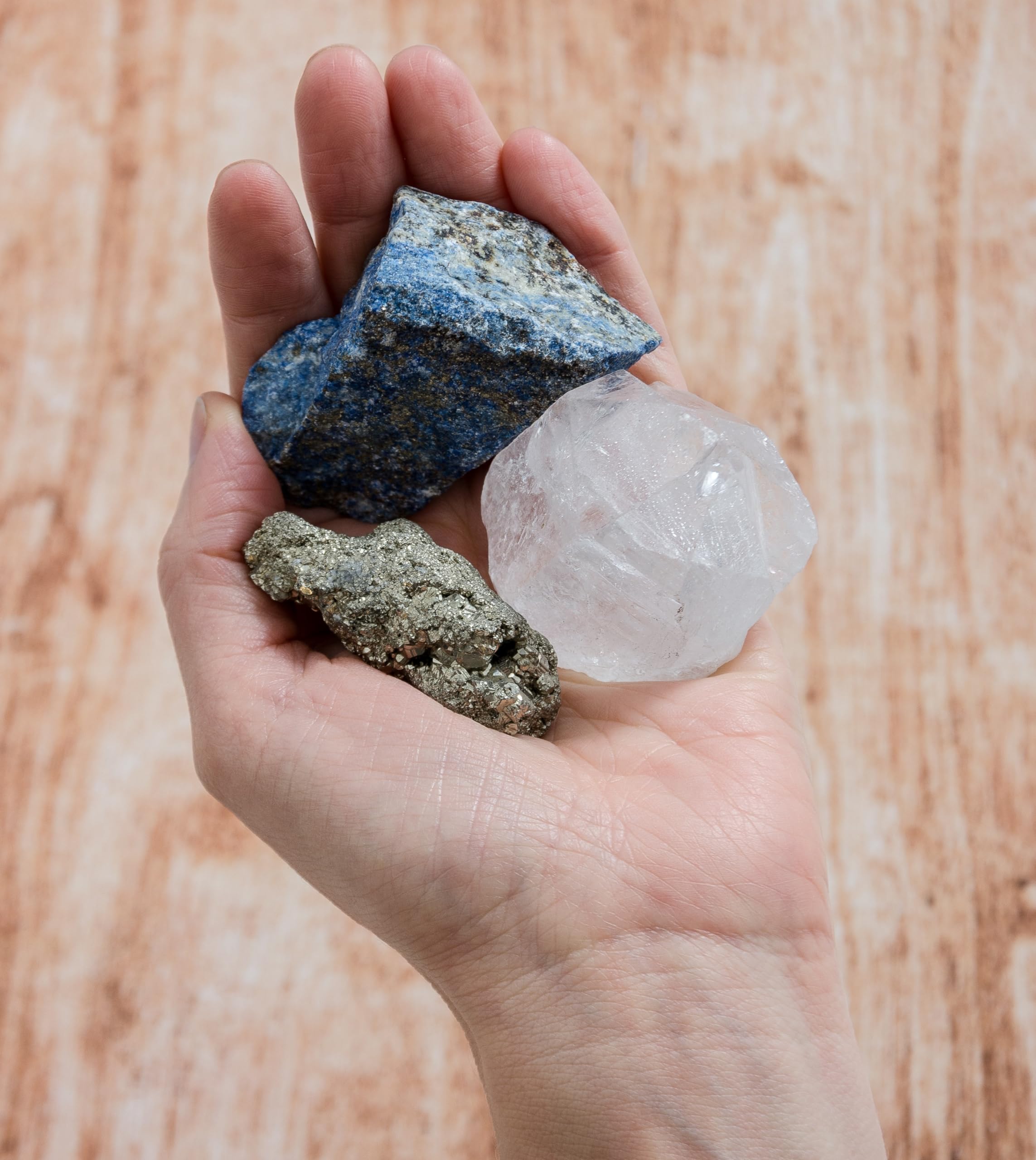 5PCS SAMSARI Abundance XL Crystals Healing Set - (Pyrite, Lapis Lazuli, Clear Quartz), 1 Palo Santo Stick SAMSARIAu supplements