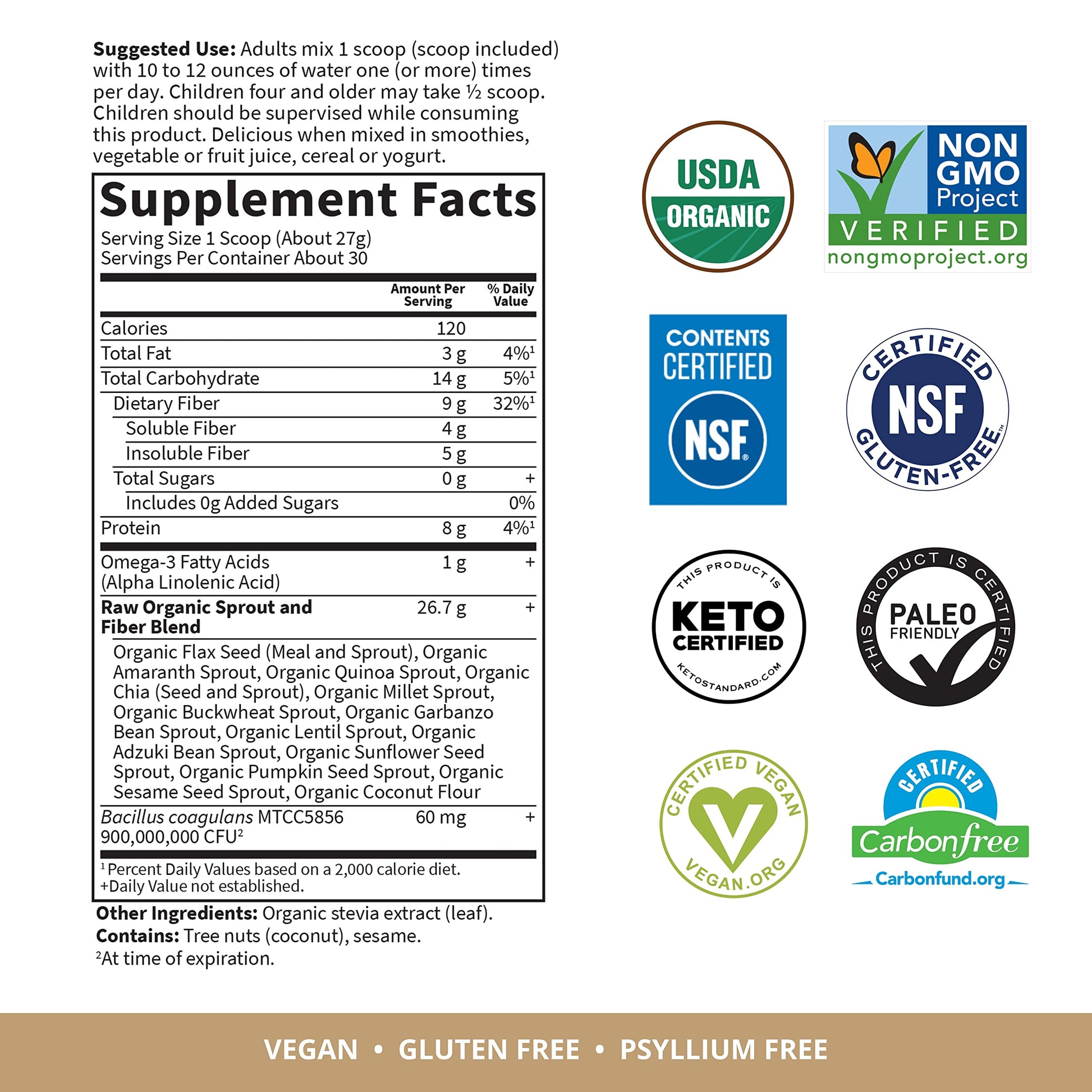 Garden Of Life Raw Organic Superfood Fiber for Constipation Relief, 1.77oz (803g) Powder Garden of LifeUS supplements