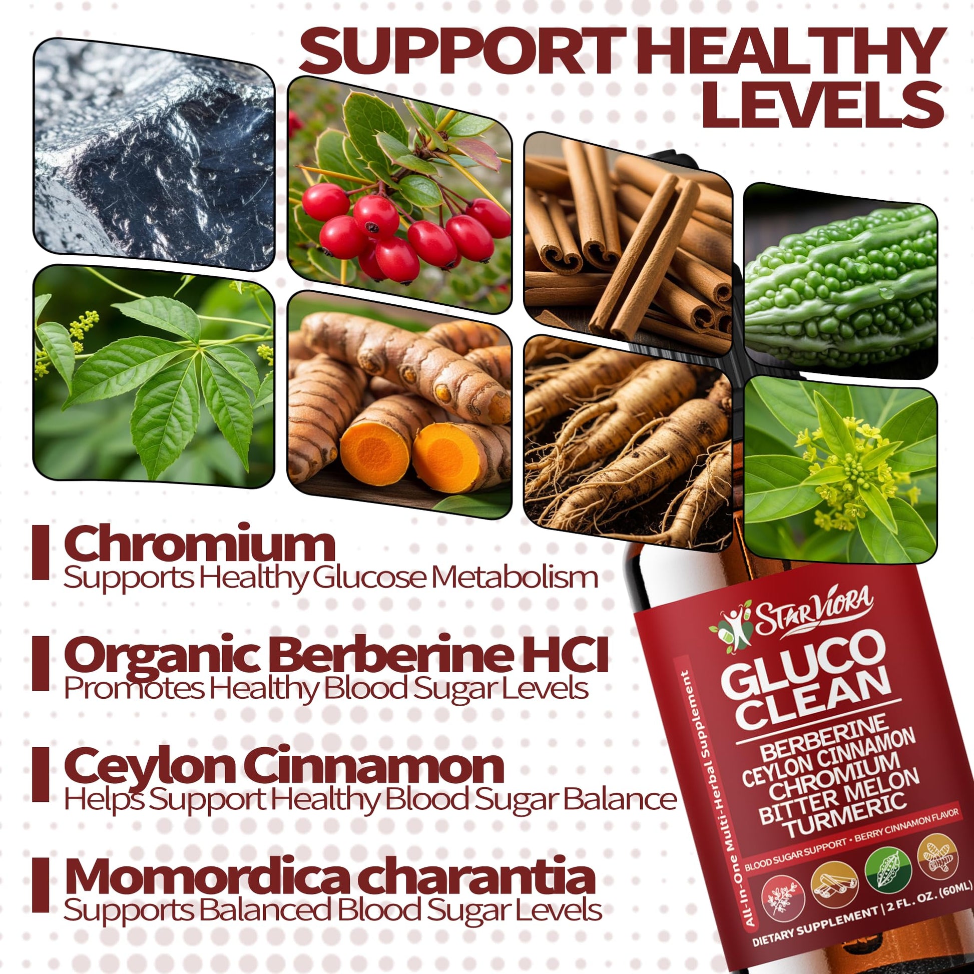 StarViora Gluco Clean Sugar-Free Herbal Blend with Berberine & Chromium, Bitter Melon, Ginseng and Alpha Lipoic Acid for Daily Wellness StarVioraAu supplements