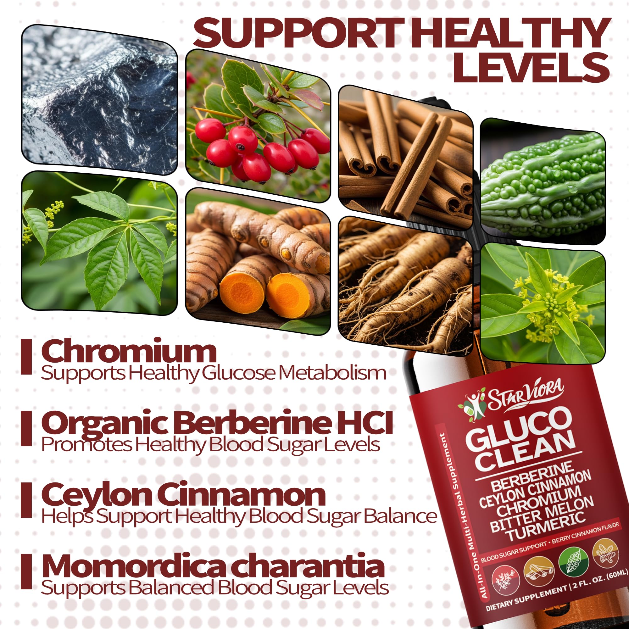 StarViora Gluco Clean Sugar-Free Herbal Blend with Berberine & Chromium, Bitter Melon, Ginseng and Alpha Lipoic Acid for Daily Wellness StarVioraAu supplements