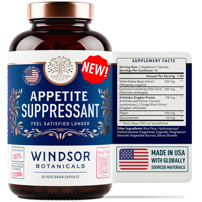 Appetite Suppressant for Weight Loss - Garcinia Cambogia, Glucomannan Appetite Control WINDSOR BOTANICALSUS supplements