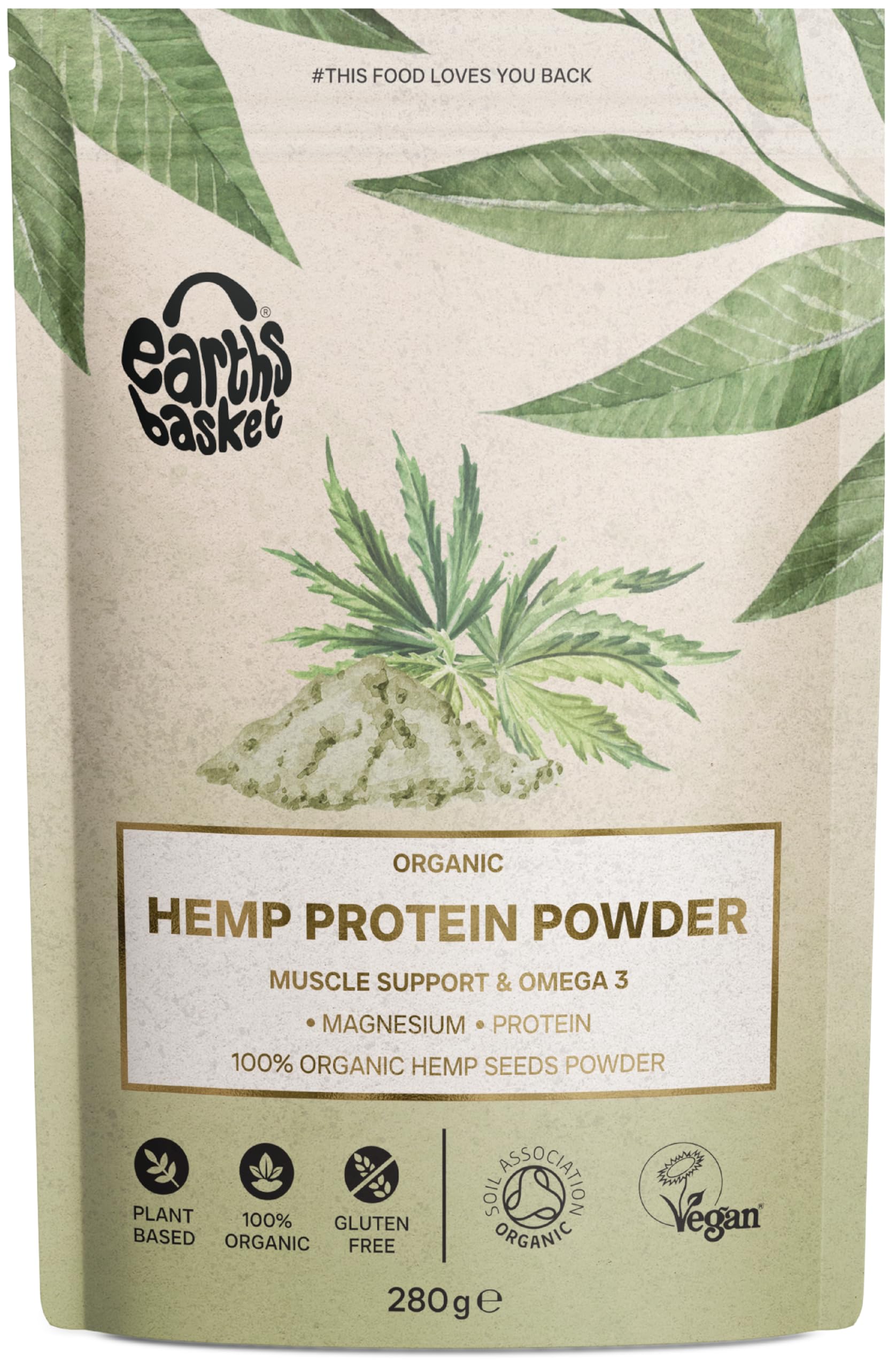 Earths Basket Organic Hemp Protein Powder,280g Natural, Unflavoured, Vegan, Gluten Free EARTHS BASKETAu supplements