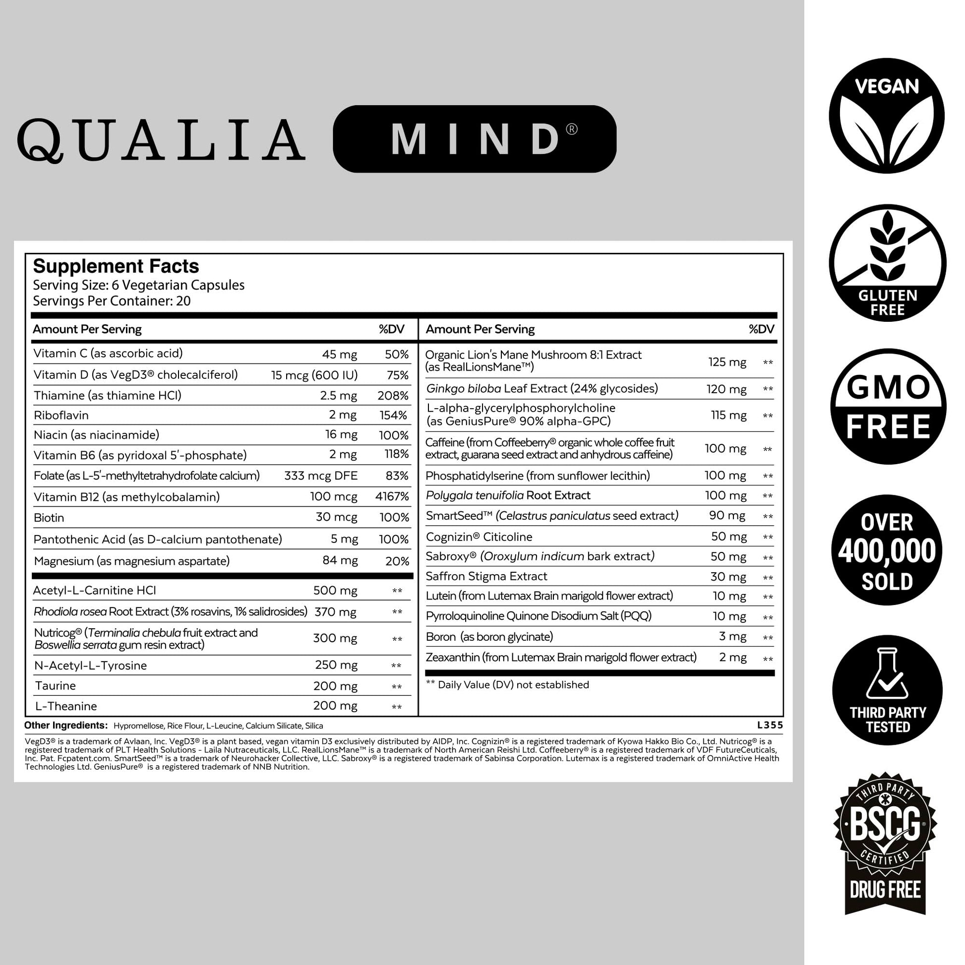 Qualia Life Sciences Qualia Mind | The Ultimate Blend for Brain Health* | Doctor-Formulated Nootropic to Fuel Focus & Concentration* | Supports Long Term Brain Health| Maintain Drive & Productivity QUALIA LIFE SCIENCESAu supplements