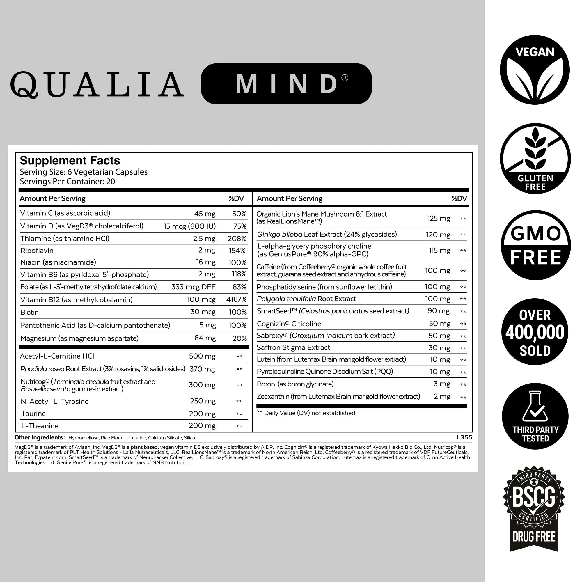 Qualia Life Sciences Qualia Mind | The Ultimate Blend for Brain Health* | Doctor-Formulated Nootropic to Fuel Focus & Concentration* | Supports Long Term Brain Health| Maintain Drive & Productivity QUALIA LIFE SCIENCESAu supplements