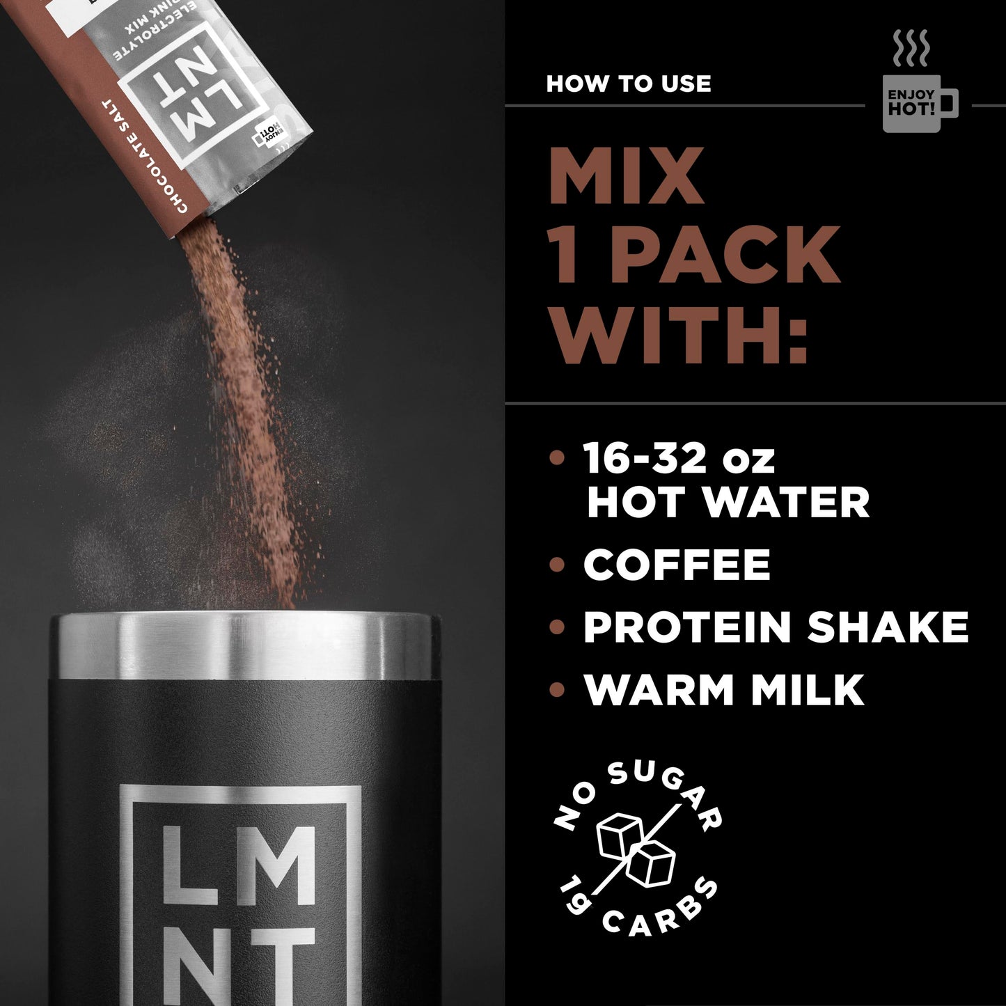 LMNT Zero-Sugar Electrolytes - Hot Chocolate Salt - Hydration Powder Packets Drink LMNTUS supplements