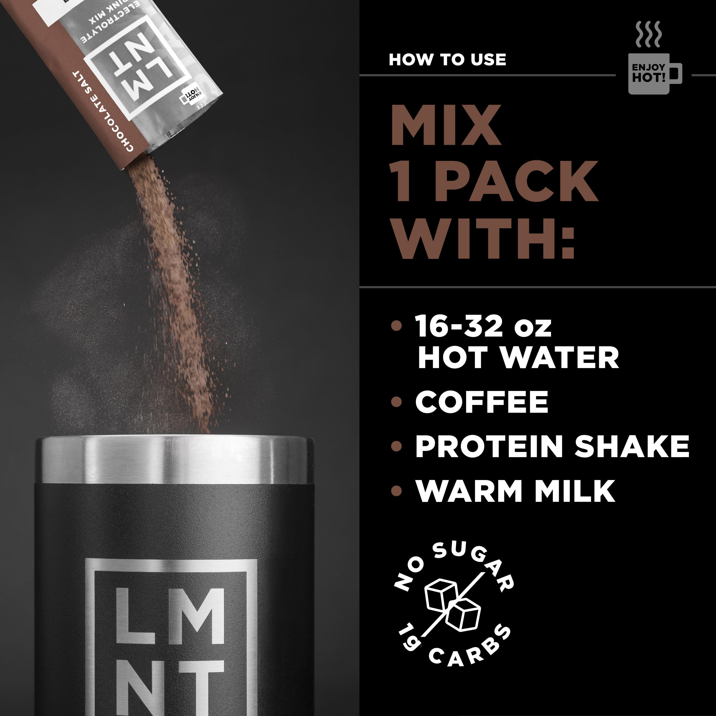 LMNT Zero-Sugar Electrolytes - Hot Chocolate Salt - Hydration Powder Packets Drink LMNTAu supplements