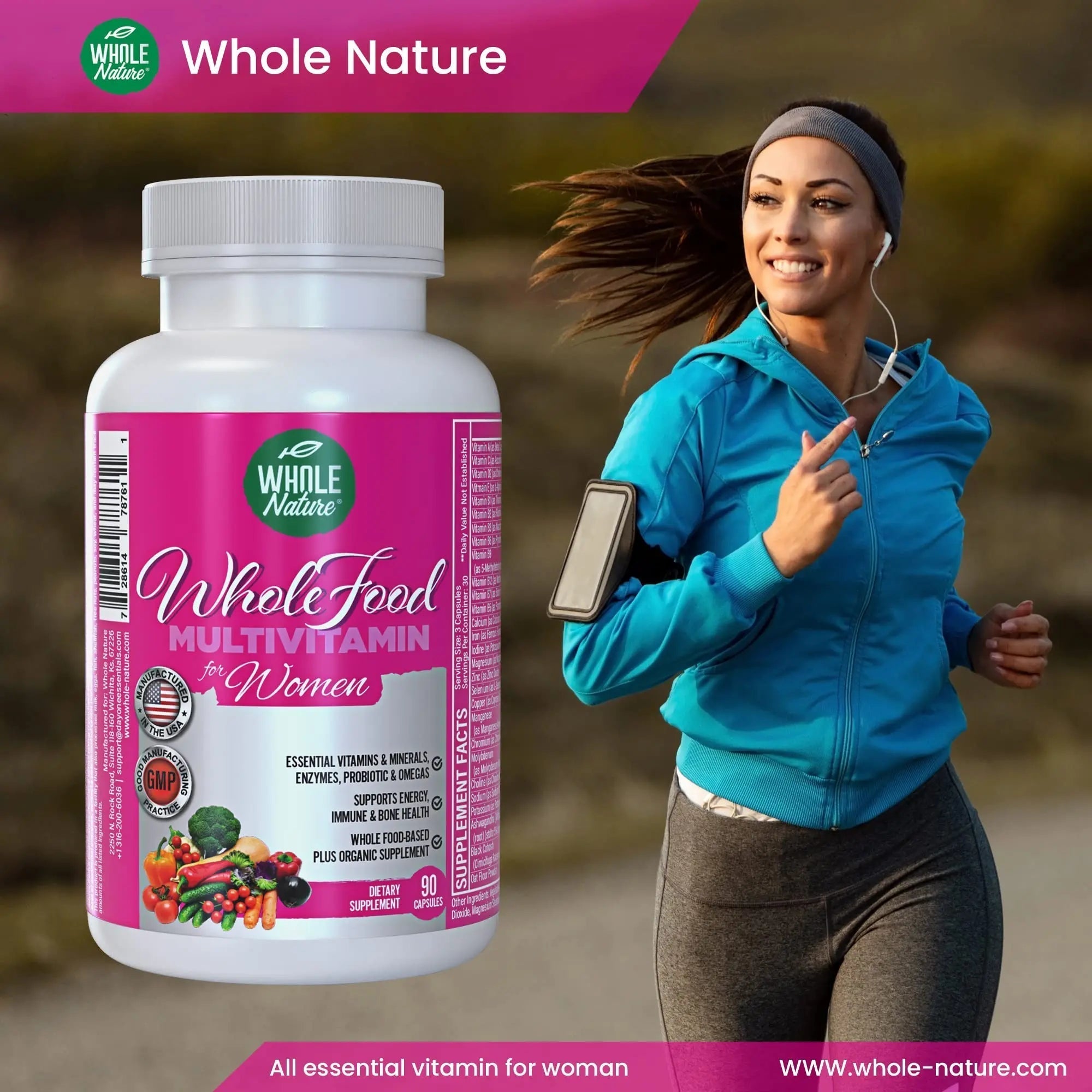 Whole Nature Whole Food Multivitamin for Women Womens Multi Vitamin with Folate, B12 Methyl, Vitamins, Minerals, Probiotics and Omegas Whole NatureAu supplements