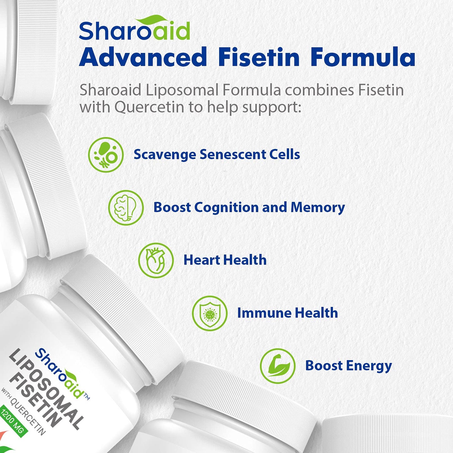 Sharoaid Liposomal Fisetin with Quercetin Supplements 1200 mg per Serving,High Absorpti SharoaidUS supplements