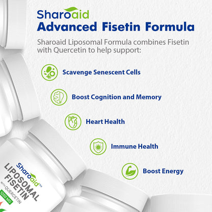 Sharoaid Liposomal Fisetin with Quercetin Supplements 1200 mg per Serving,High Absorpti SharoaidUS supplements