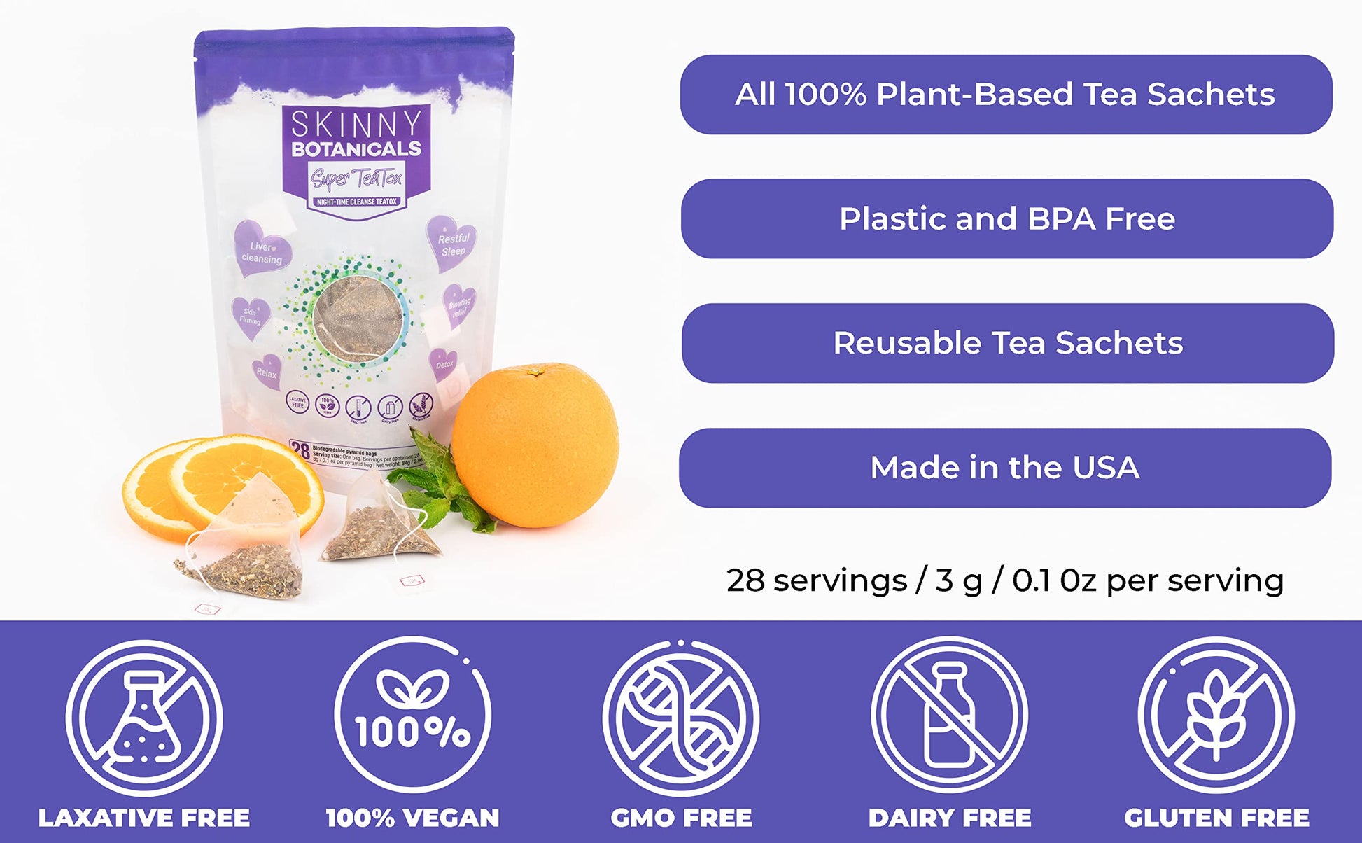 Skinny Botanicals Evening Detox Tea for Body Cleanse All Natural - Laxative-Free Skinny BotanicalsUS supplements