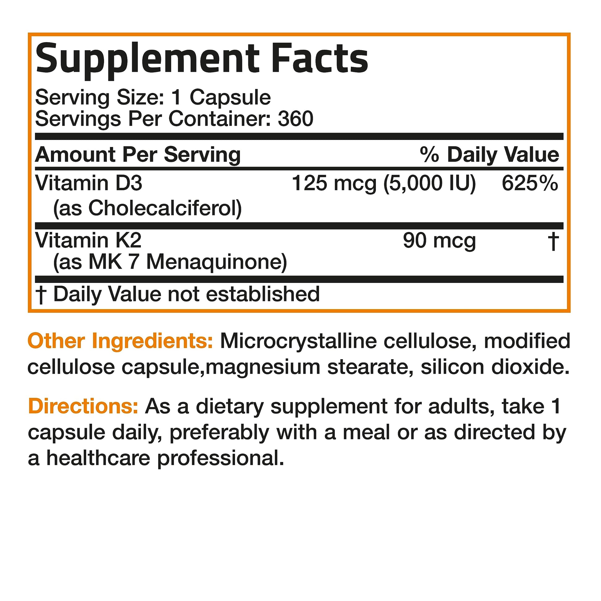 Bronson Vitamin K2 (MK7) with D3 Supplement Non-GMO Formula 5000 IU Vitamin D3 BronsonUS supplements