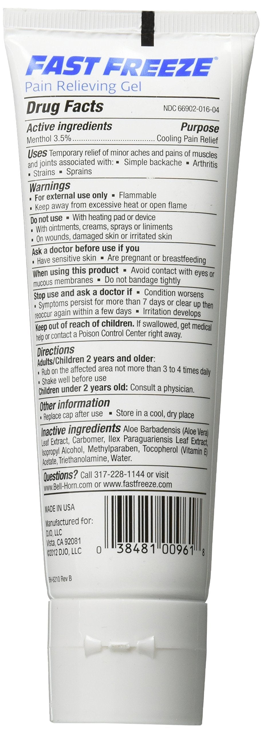Fast Freeze All-Natural Cooling Pain Relief Therapy: Gel Tube, 4 fl oz Fast FreezeAu supplements