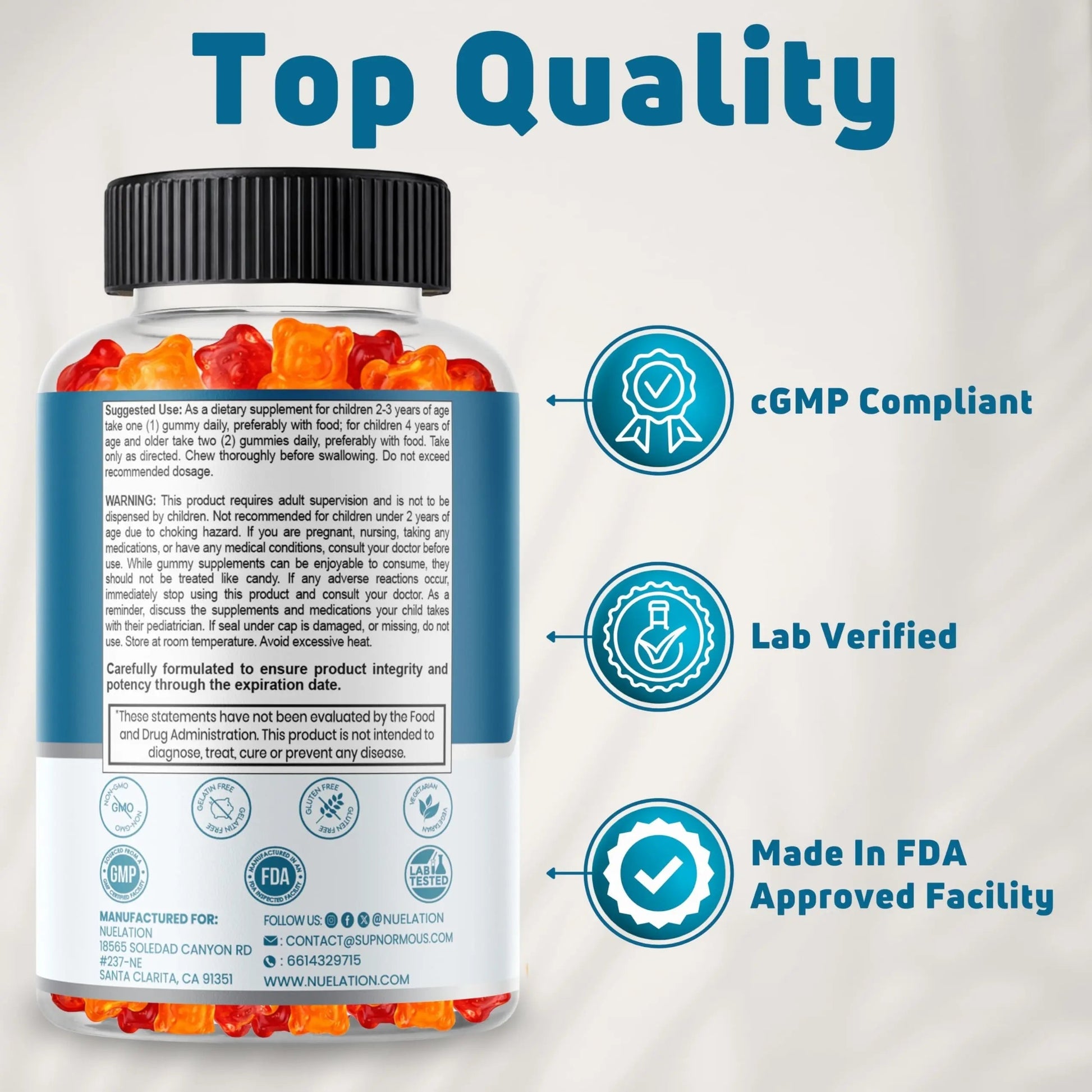 NUELATION Kids Multivitamin Gummies, 30-60 Day Supply with 14 Essential Kids Vitamins & Minerals. Toddler Vitamins for Overall Wellness. Non-GMO, Gelatin-Free, Gluten-Free, Vegetarian Children Vitamin NUELATIONAu supplements