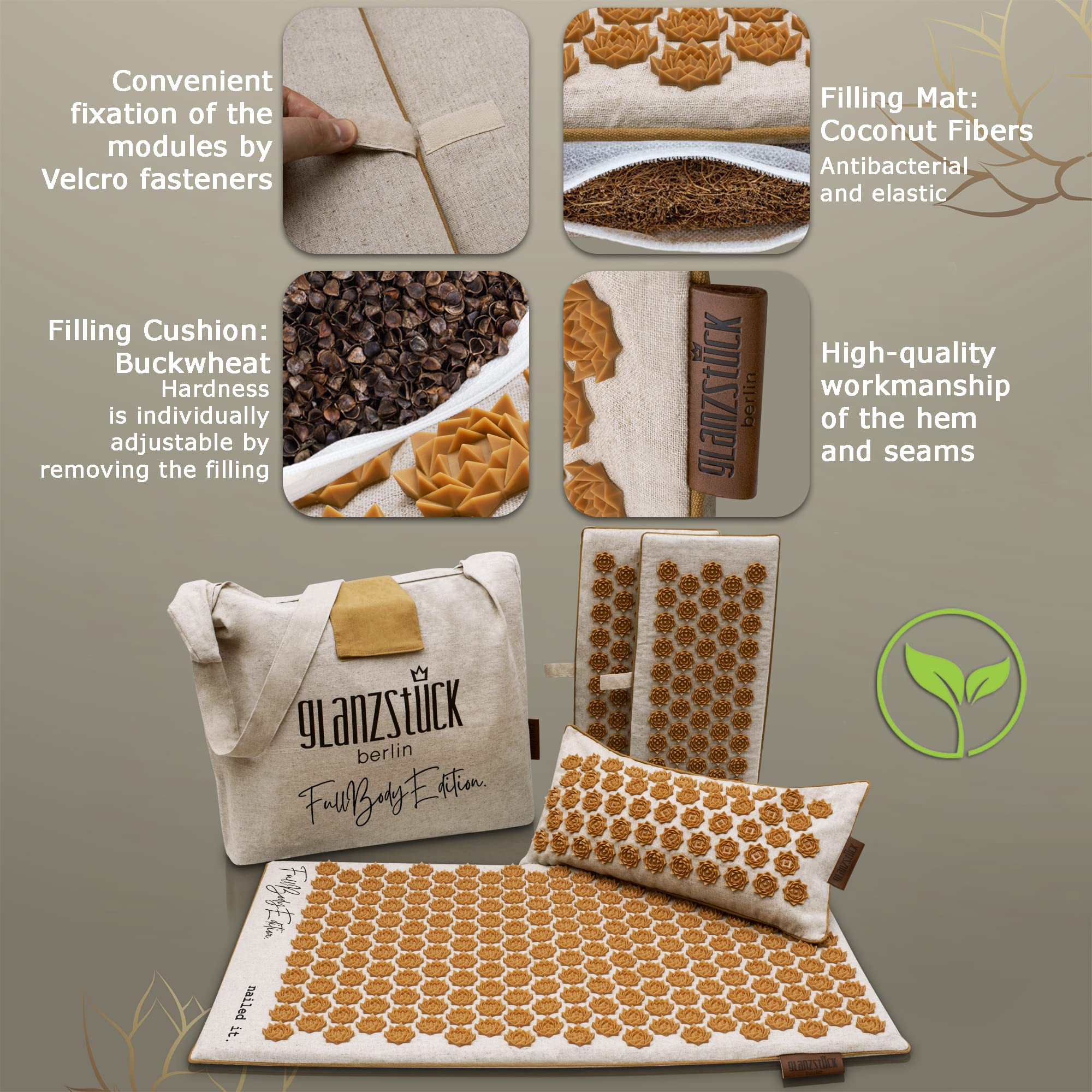Glanzstück Berlin® Health Collection XXL Acupressure Mat Set for Full Body for Tension Headaches Glanzstück BerlinAu supplements