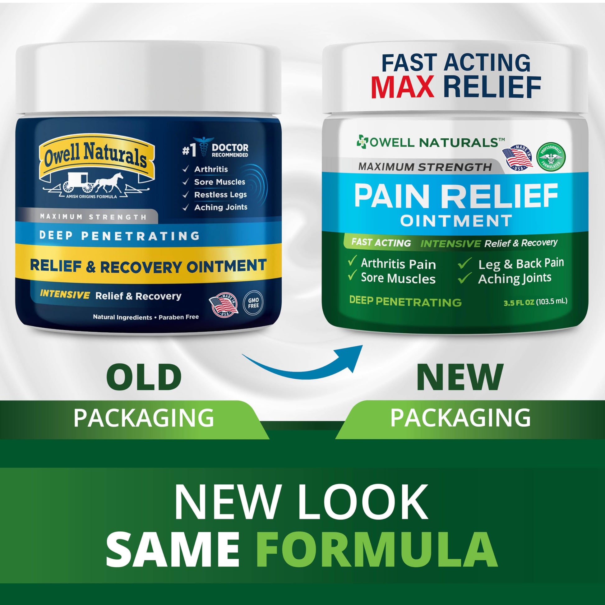 OWELL NATURALS Pain Relief Ointment Deep Penetrating Fast Acting Formula for Arthritis, Joint & Muscle Discomfort, Stiffness, Long-Lasting Soothing Balm, 3.5 oz Owell NaturalsAu supplements