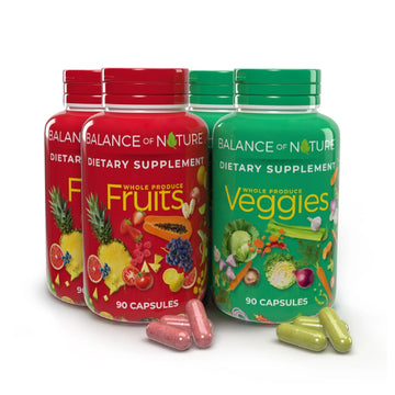 Balance of Nature Fruits & Veggies Supplements - Whole Fruit and Vegetable Ingredients for Women, Men, and Kids - 90 Fruits Capsules, 90 Veggies Capsules - 2 Sets Balance of NatureAu supplements