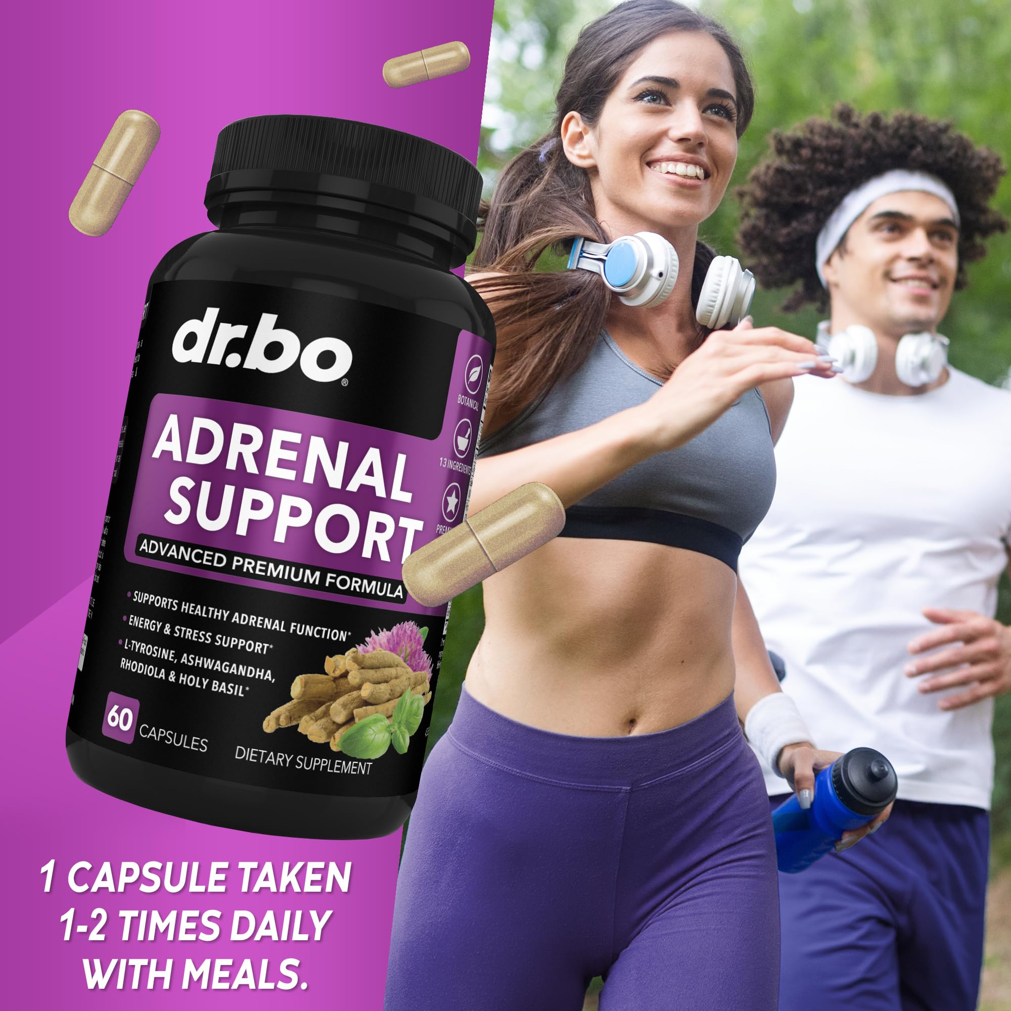 Adrenal Support Cortisol Manager Supplement - Adrenal Fatigue Supplements for Women & Men with Natural Adaptogen Ashwagandha Holy Basil Rhodiola L Tyrosine Complex Fatigue Cortisol Health - 60 Pills DR. BOAu supplements