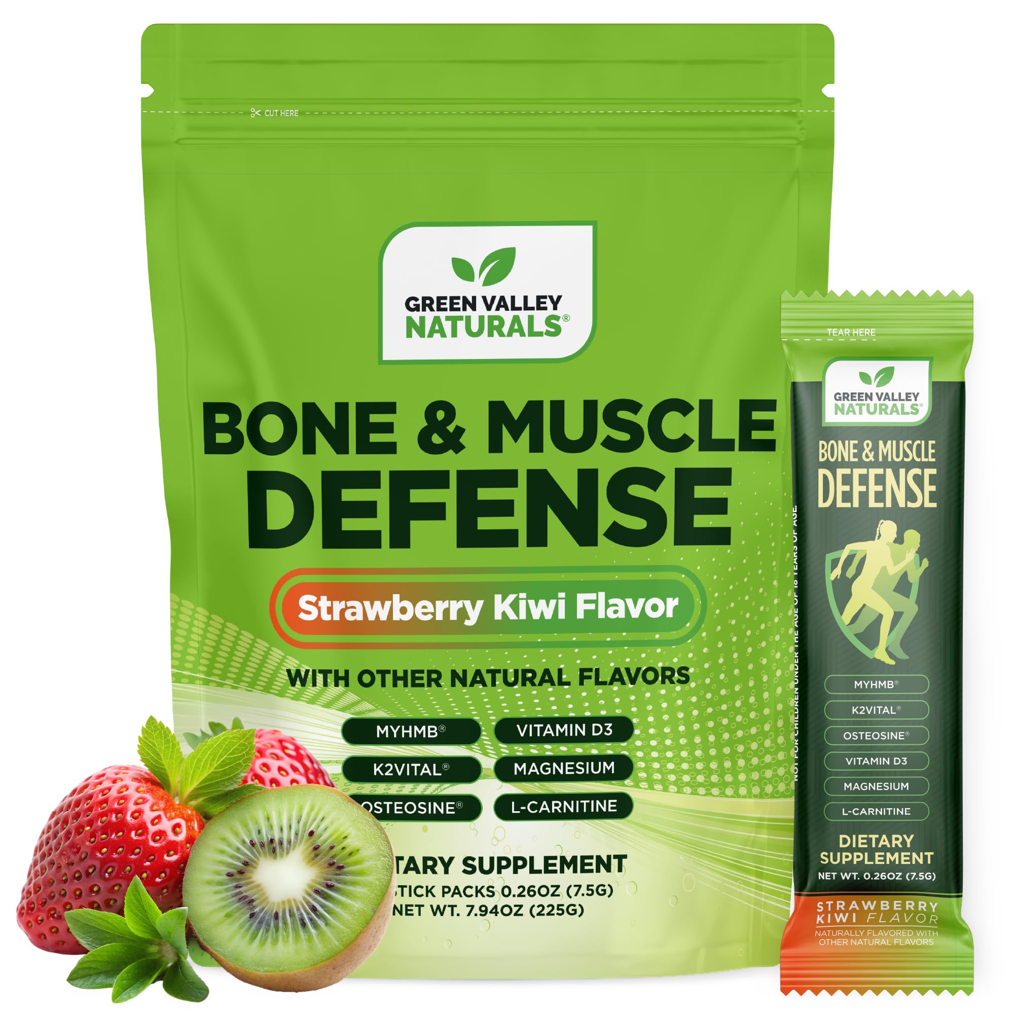 Bone & Muscle Defense Stick Pack | HMB + Leucine Amino Blend for Muscle Support | Protein Growth & Strength Formula for Women & Men | Fertility & Energy Support | Convenient On-the-Go Supplement GREEN VALLEY NATURALSAu supplements