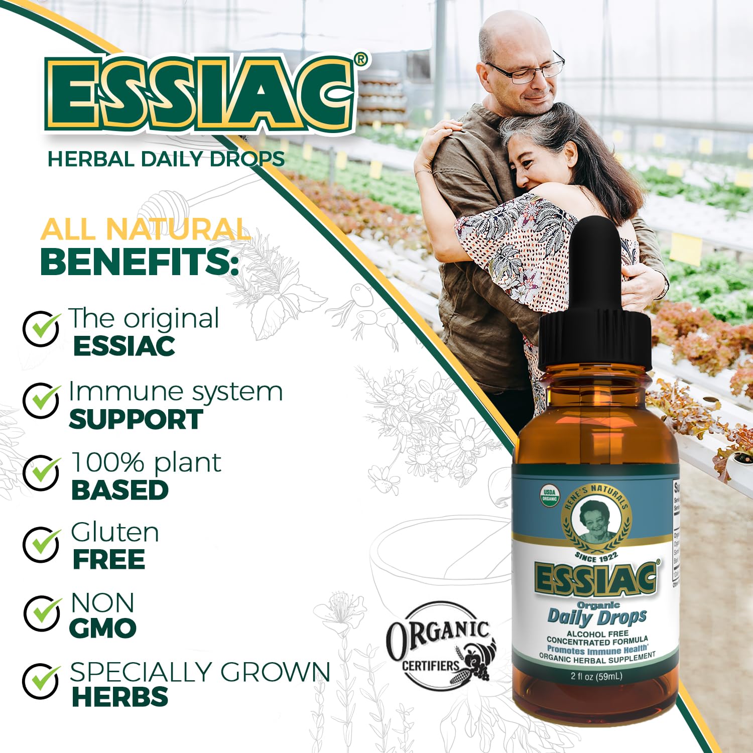 Essiac Original Tea USDA Organic Daily Drops for Enhanced Lymphatic Drainage and Immune Support | Alcohol Free Concentrated Formula | 2oz (59ml) EssiacAu supplements