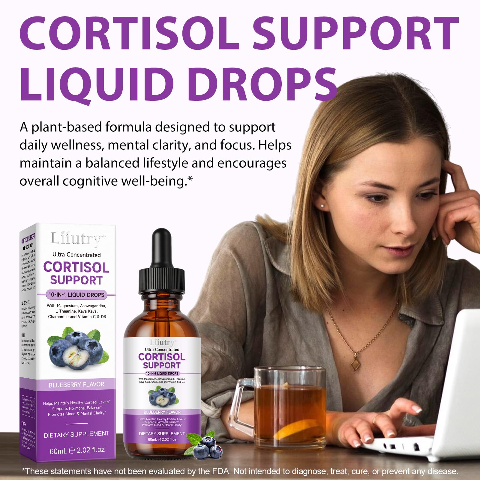 Cortisol Supplement Liquid Drops, Cortisol Supplements for Women & Men, 10 in 1 Cortisol Detox Manager Reducer with Magnesium, Ashwagandha, L-theanine, Hormone Balanced, Sleep Support - 2.02 fl.oz XCTTDXEHAu supplements