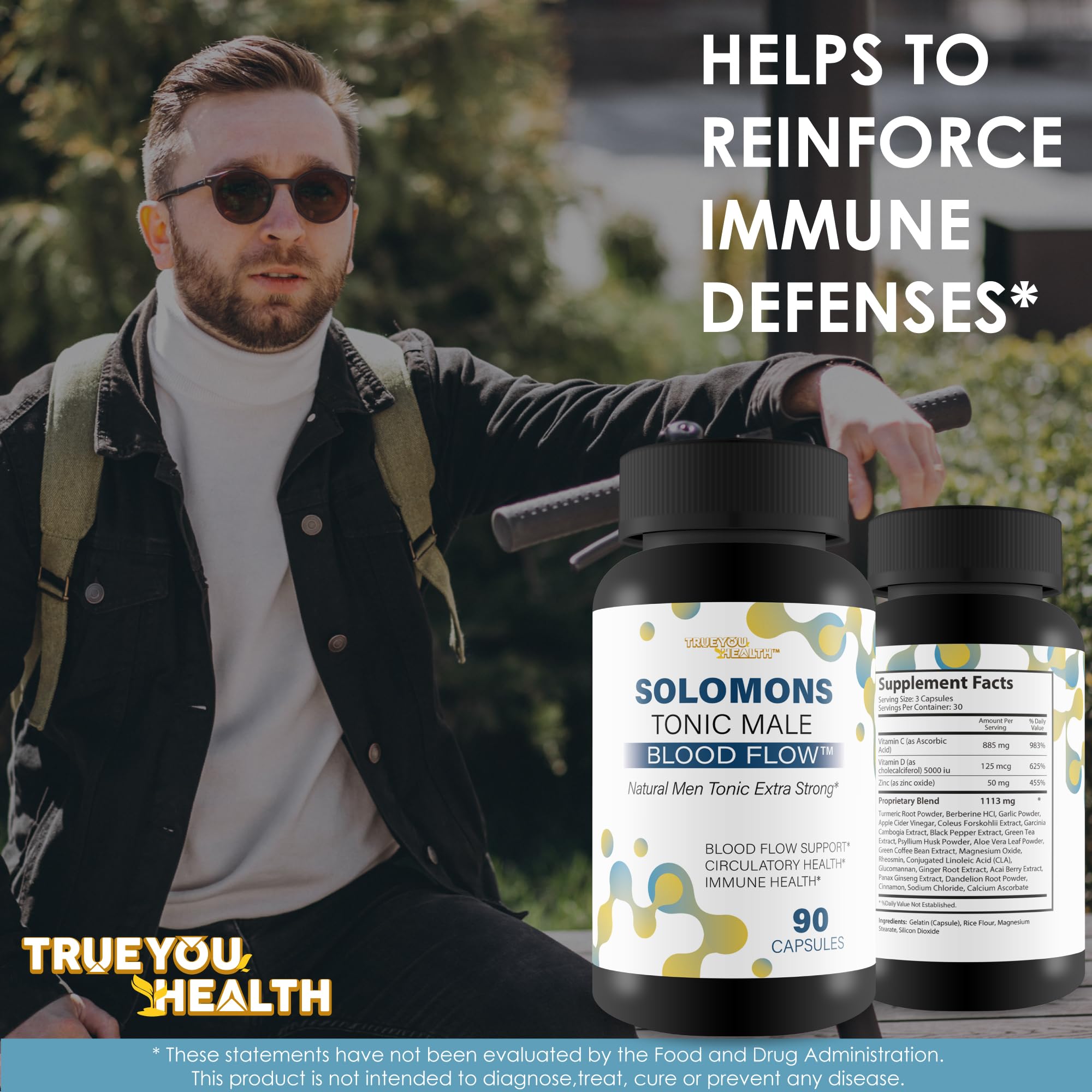 Solomons Tonic - Our Best Mens Blood Flow Supplement - Good Blood Flow Support - Male Blood Flow Capsules - Max Blood Flow Pills - Blood Circulation Supplements for Men - Male Blood Circulation Pills True You HealthAu supplements