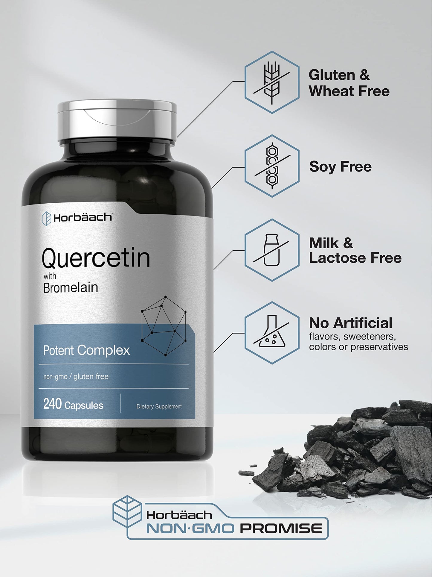 Quercetin with Bromelain Supplement | 240 Capsules | Non-GMO and Gluten Free HorbäachUS supplements