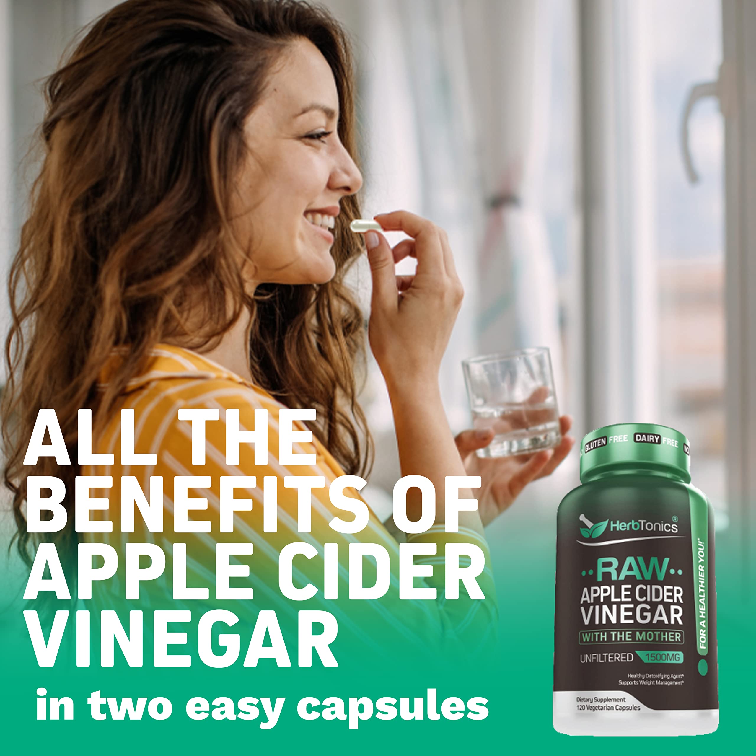 Herbtonics Raw Apple Cider Vinegar Capsules, 1500mg Detox Support (Packaging May Vary), 90 Caps HerbtonicsAu supplements