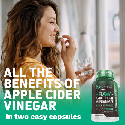 Herbtonics Raw Apple Cider Vinegar Capsules, 1500mg Detox Support (Packaging May Vary), 90 Caps HerbtonicsUS supplements