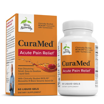 Terry Naturally CuraMed Acute Pain Relief - Supplement with BCM-95 Curcumin & BOS-10 Boswellia - Black Sesame Seed Oil to Support Relief of Occasional Discomfort - 60 Liquid Gels Terry NaturallyAu supplements